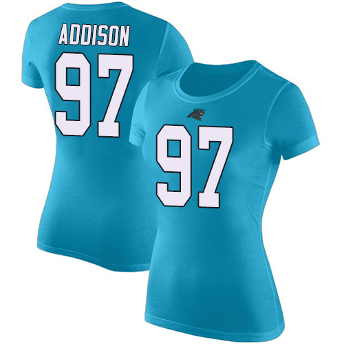 Carolina Panthers Blue Women Mario Addison Rush Pride Name and Number NFL Football #97 T Shirt->carolina panthers->NFL Jersey